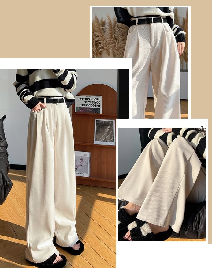 evanesce - Corduroy High Rise Pocketed Wide Leg Dress Pants