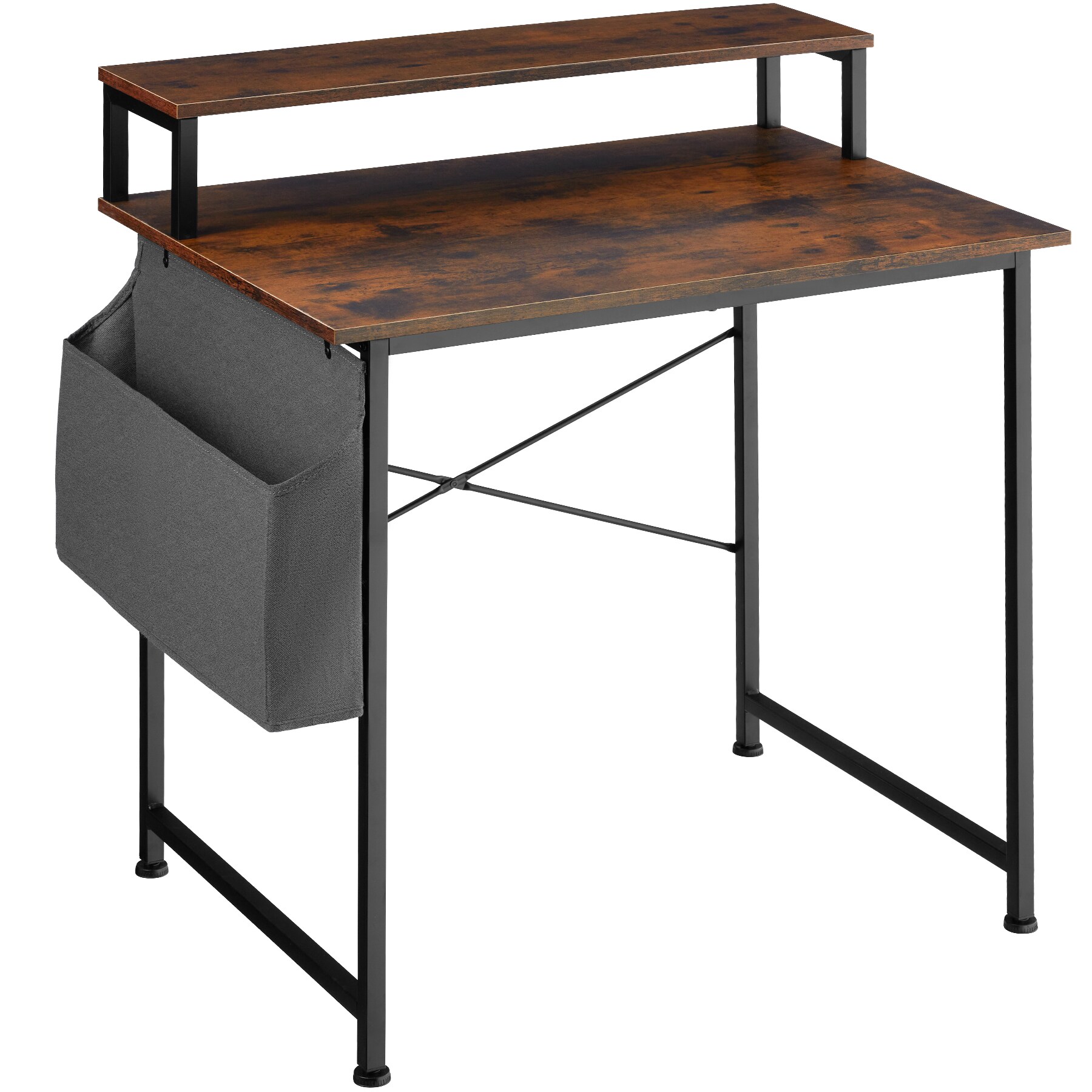 tectake® Schrebitisch, Industrial Style, mit Monitorständer und Aufbewahrungstasche, 80 x 55 x 90 cm