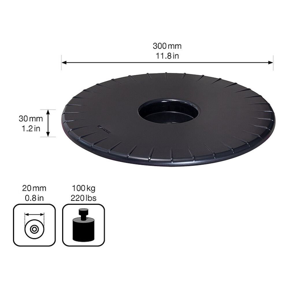 POTTETRALLE WAGNER 0452 ULTRAFLAT SORT Ø30 CM 100KG