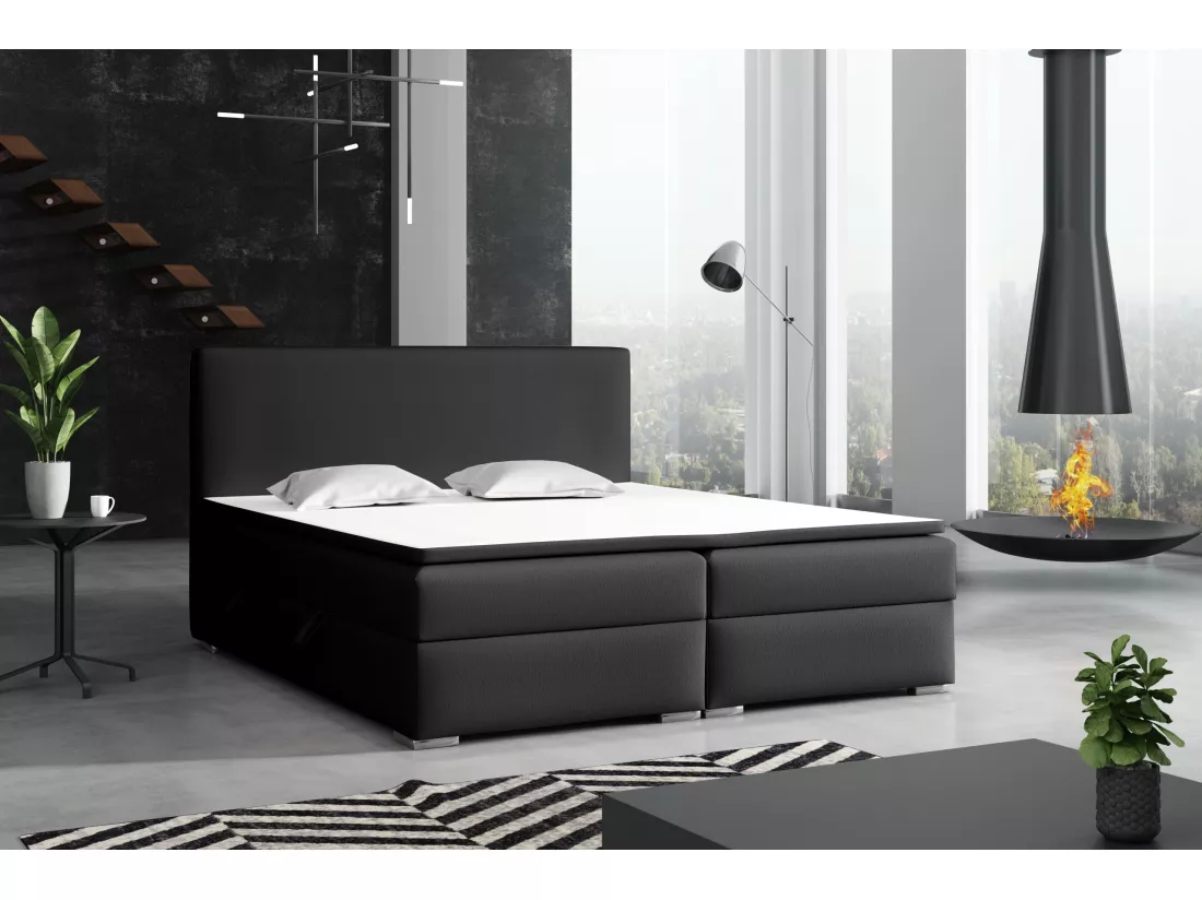 LIT BOXSPRING coffre de lit Laval 140x200 cm, Soft 11 (Noir)