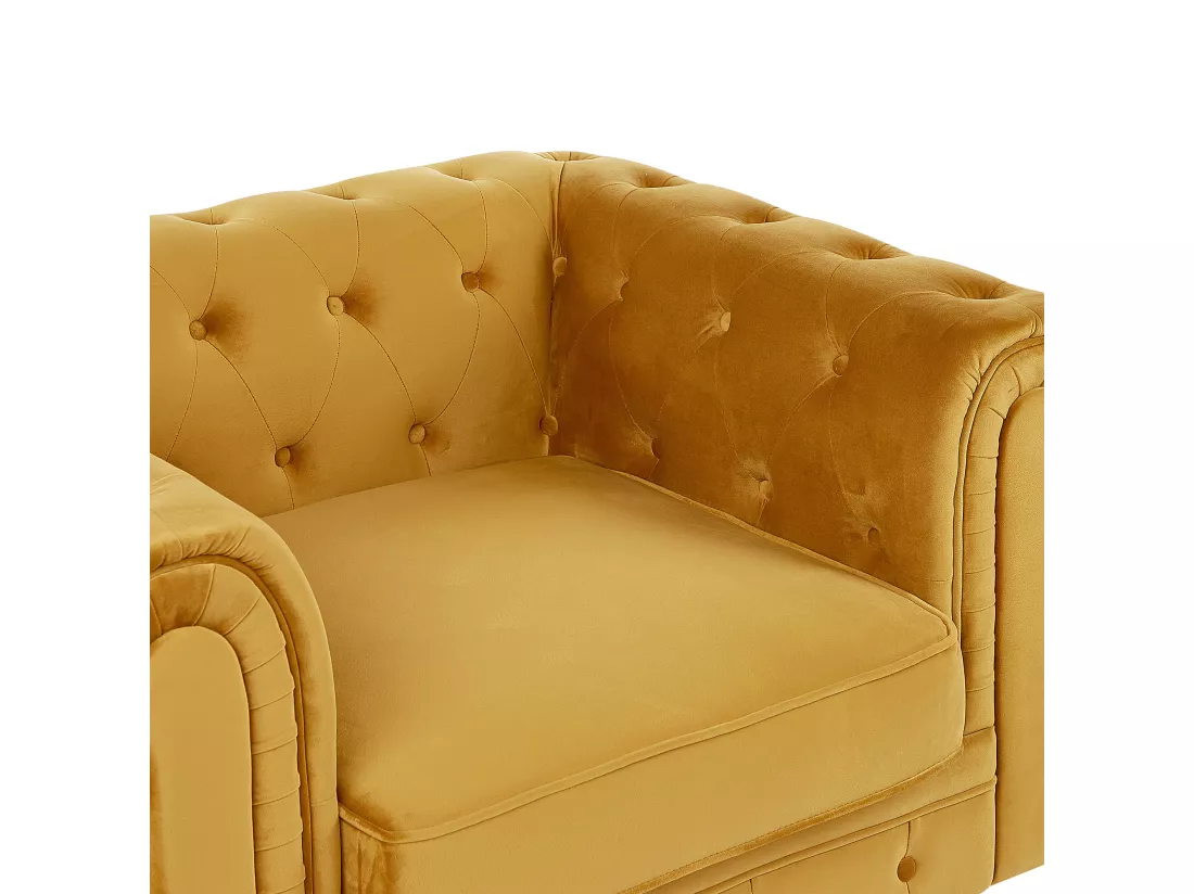 Fauteuil CHESTERFIELD Velours Moutarde