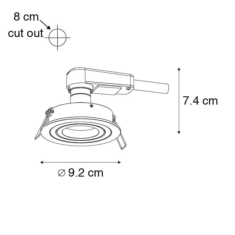 Set van 6 Moderne inbouwspot zwart - Rondoo