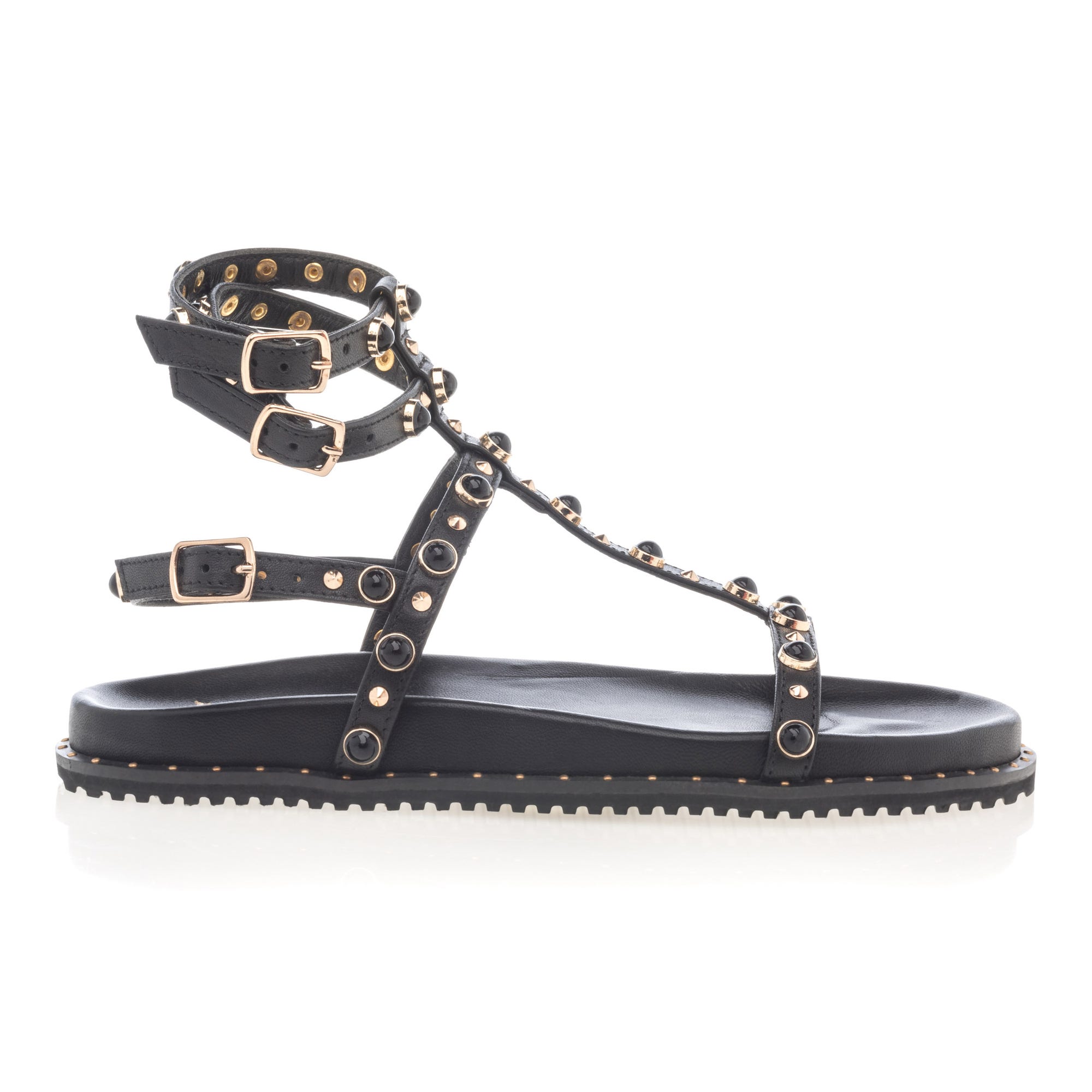 Sandales Femme en cuir noir