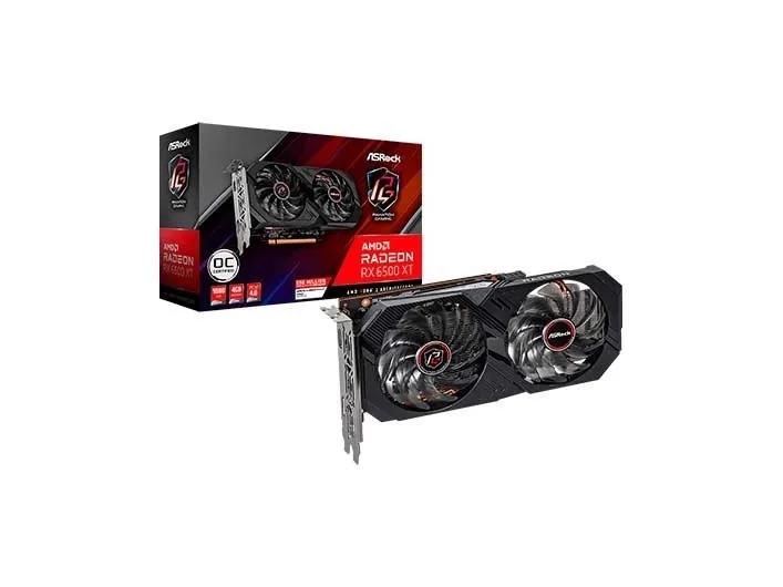 ASRock Phantom Gaming D Radeon RX 6500 XT 4GB OC - Grafikkort - Radeon RX 6500 XT - 4 GB GDDR6 - PCIe 4.0 - HDMI, DisplayPort