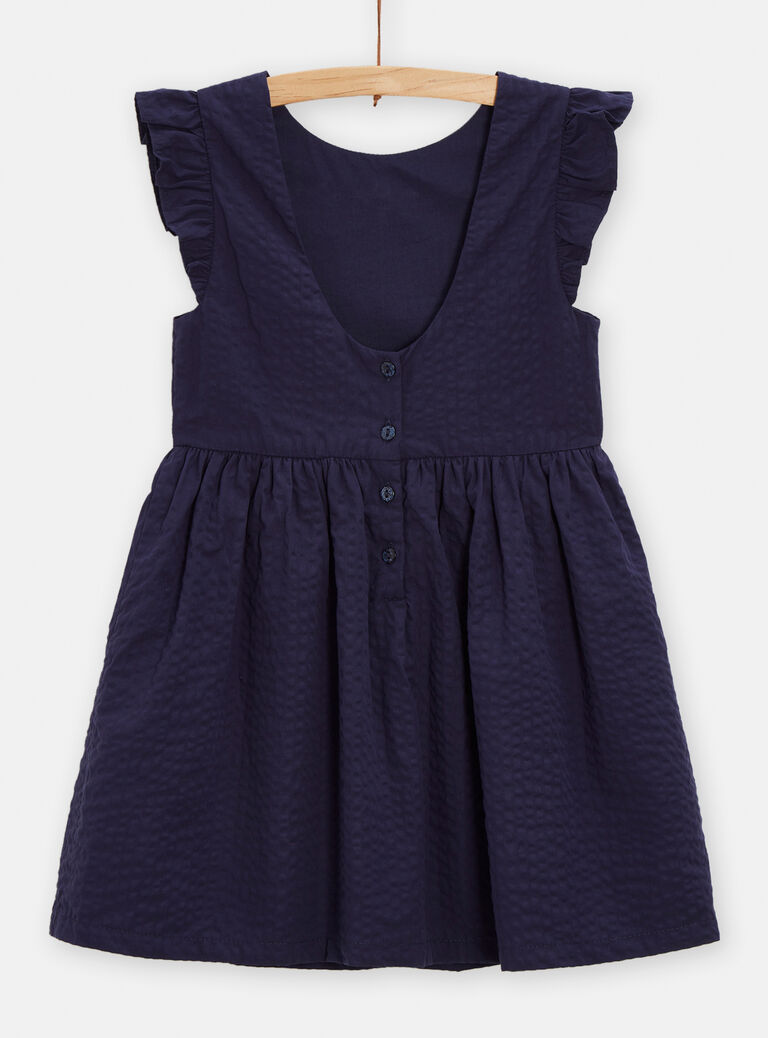 Robe bleu foncé avec sequins et dos échancré pour fille