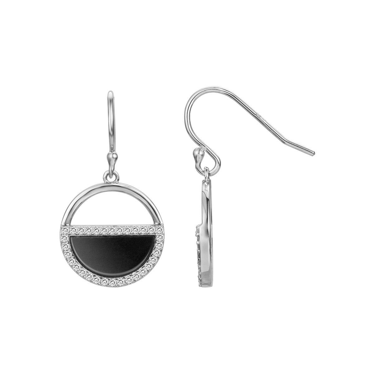 Boucles d'oreilles pendantes en Argent avec oxyde de zirconium blanc