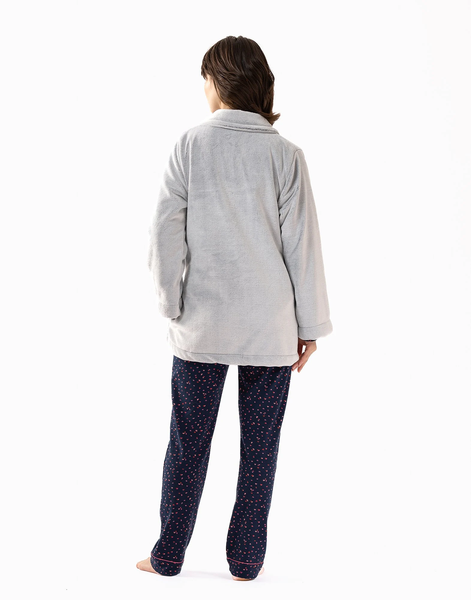 ESSENTIEL H77A - Veste en peluche flanelle | Gris