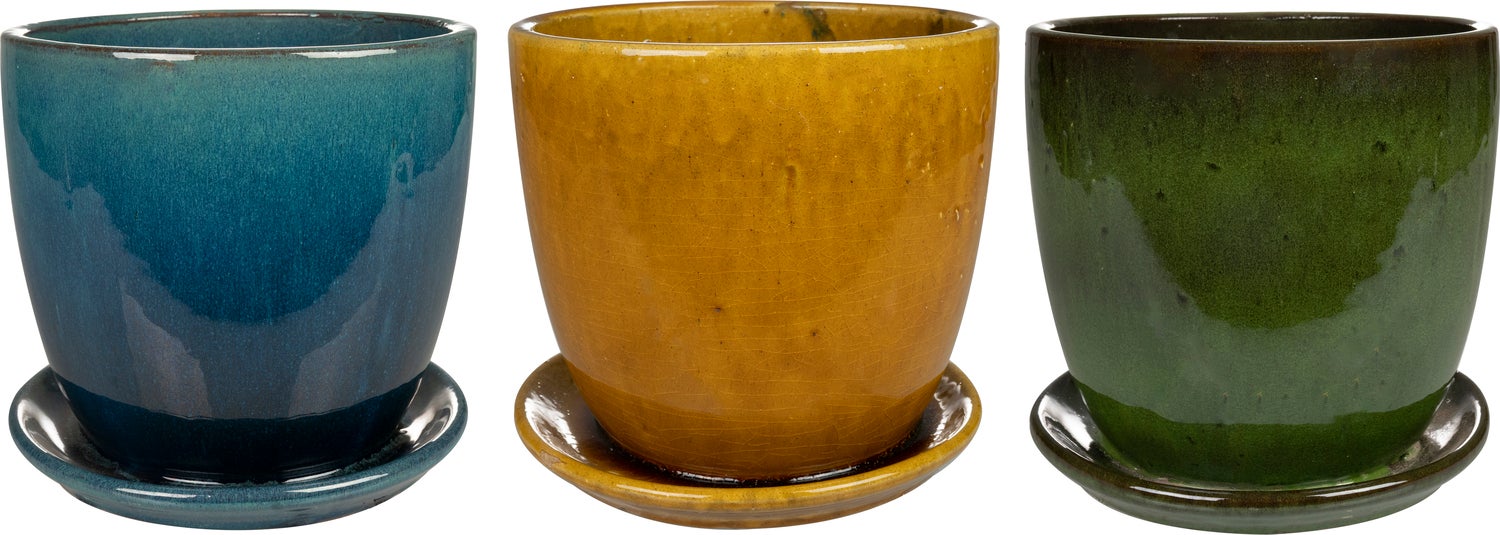 TS bloempot met schotel Rico geel D 22 H 20 cm