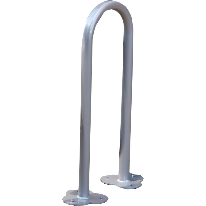 Lot de 2 ranges vélos platine pour 4 vélos Tube Ø 40 mm + peinture poudre époxy grise Platine Ø152mm, ép. 5mm et trous de fixation Ø9mm  MODELE ROND