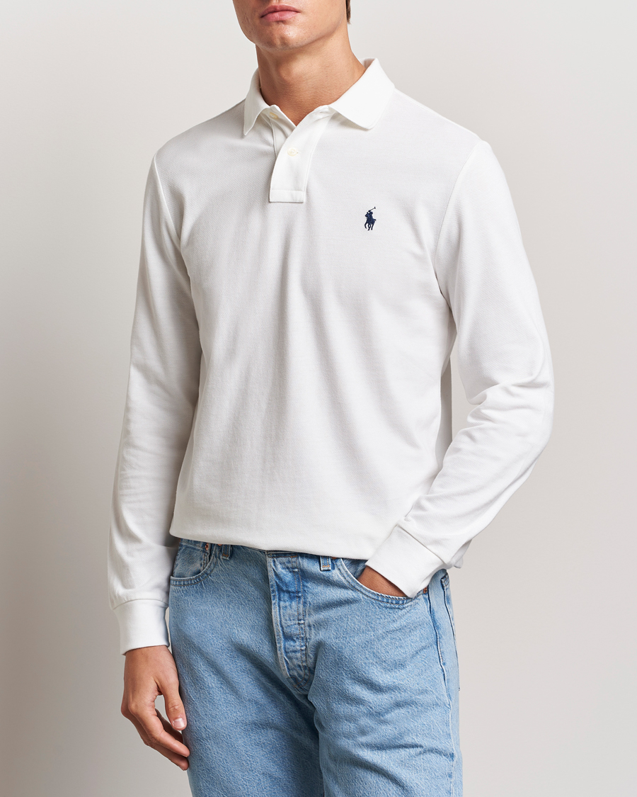 Polo Ralph Lauren Custom Slim Fit Long Sleeve Polo White