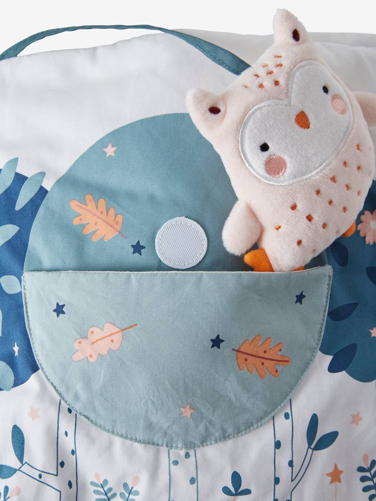 Livro de estimulação + bichinhos de pelúcia multicoloridos de veludo Forêt Enchantée
