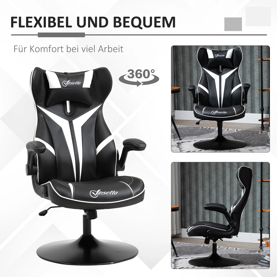 Vinsetto Gaming Stuhl ergonomisch schwarzweiß