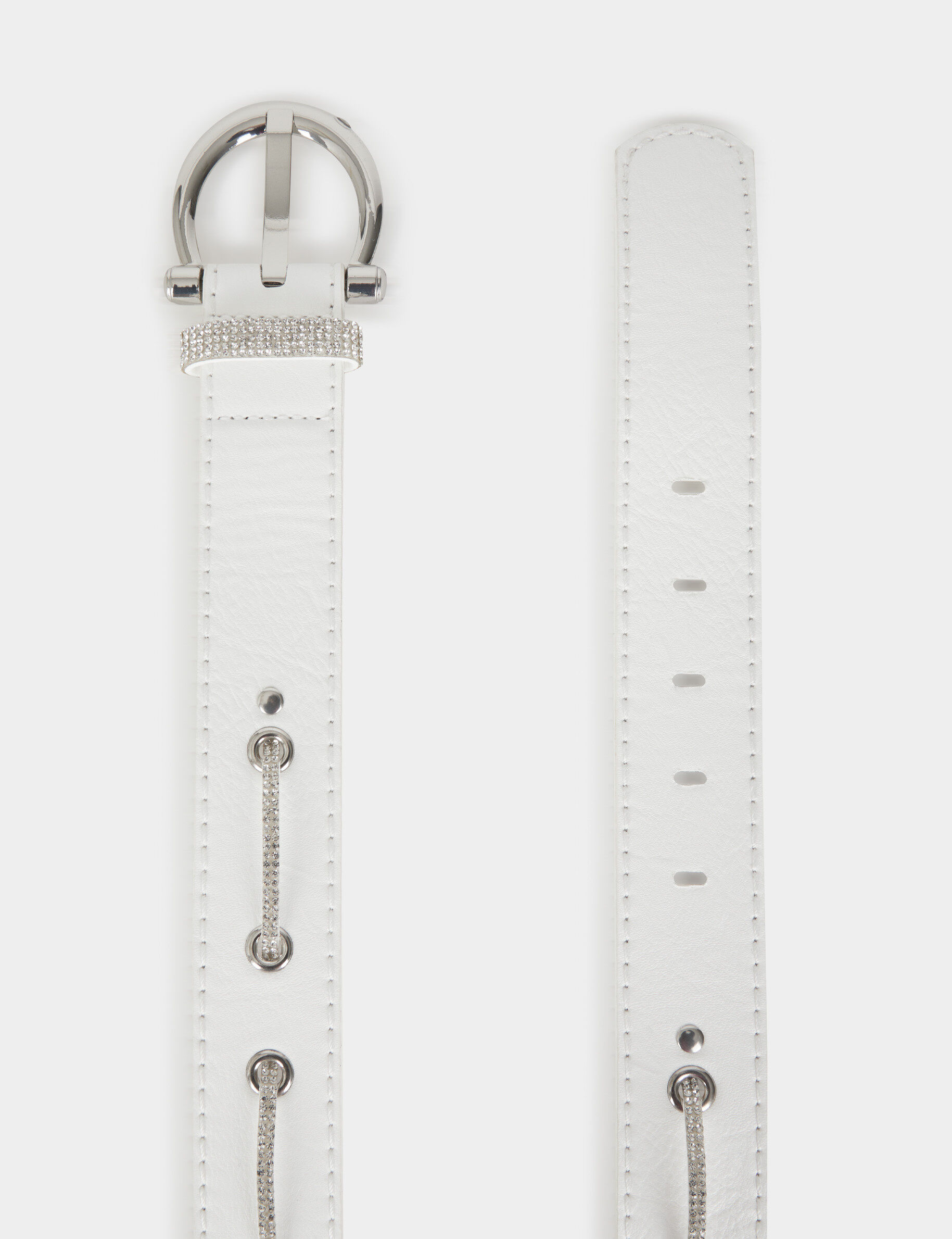 Ceinture à oeillets et strass blanc femme - blanc