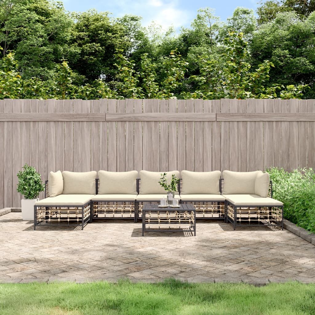 vidaXL 8-delige tuinloungeset met kussens, antraciet
