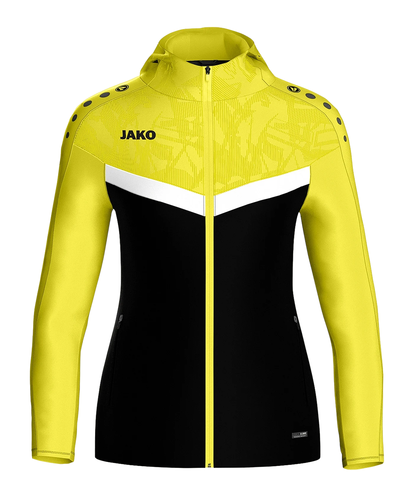 JAKO Iconic Kapuzenjacke Damen Schwarz Gelb F808