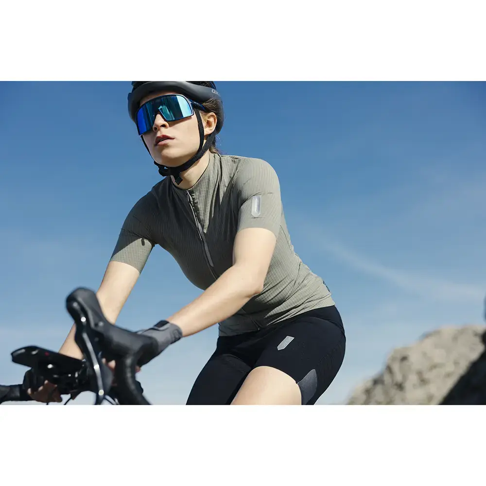 Q36.5 L1 Pinstripe PRO Fietsshirt Korte Mouwen Olijfgroen Dames