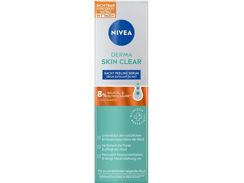 NIVEA Derma Skin Clear 40 ml Nacht-Peeling-Serum reduziert und verhindert Hautunreinheiten und verbessert das Hautbild