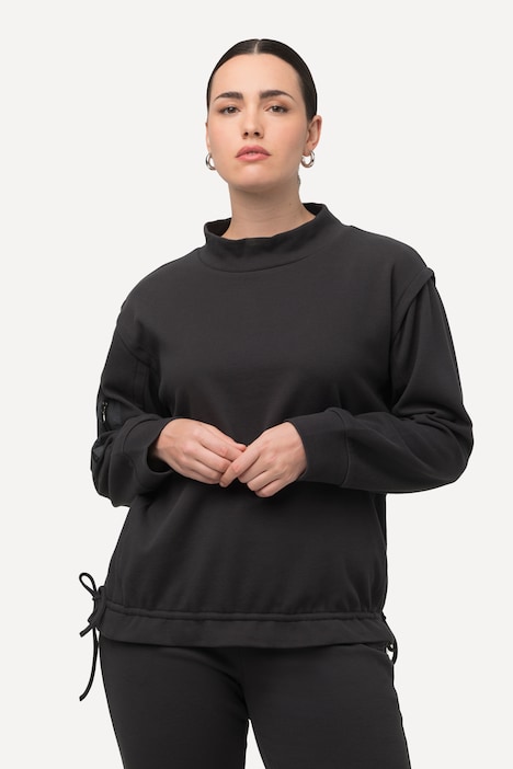 Sweatshirt, Rippstruktur, Saumband, Stehkragen, Langarm