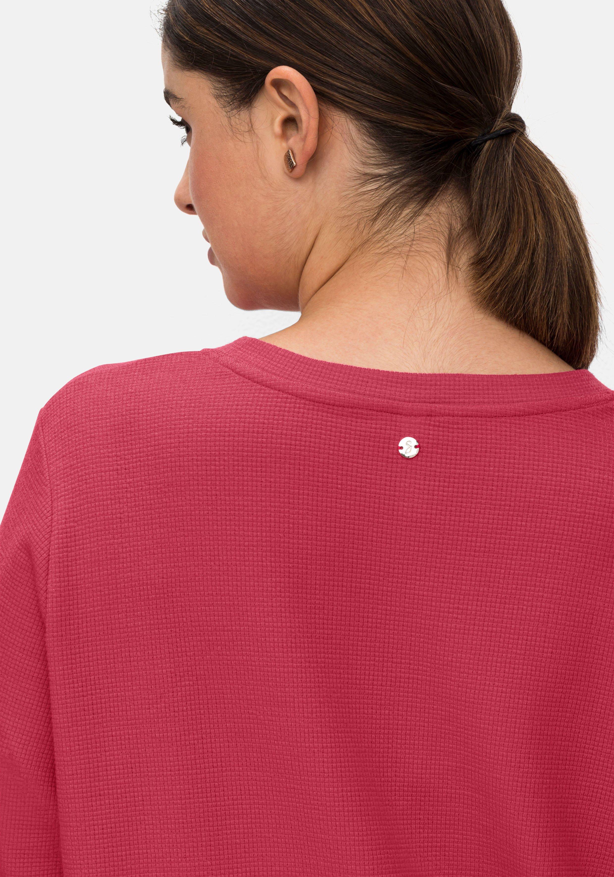 Jerseyshirt aus Waffelpiqué, mit V-Cut und 3/4-Arm