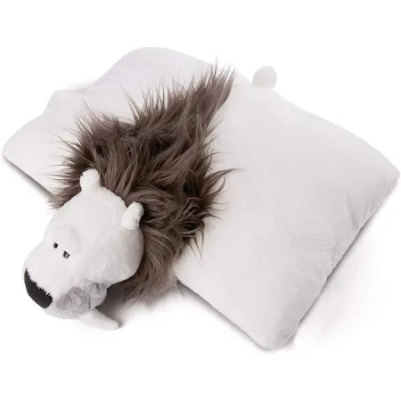 NICI Stone Age Friends - Kuscheltierkissen Säbelzahneisbär Thorben, 40 x 30 cm
