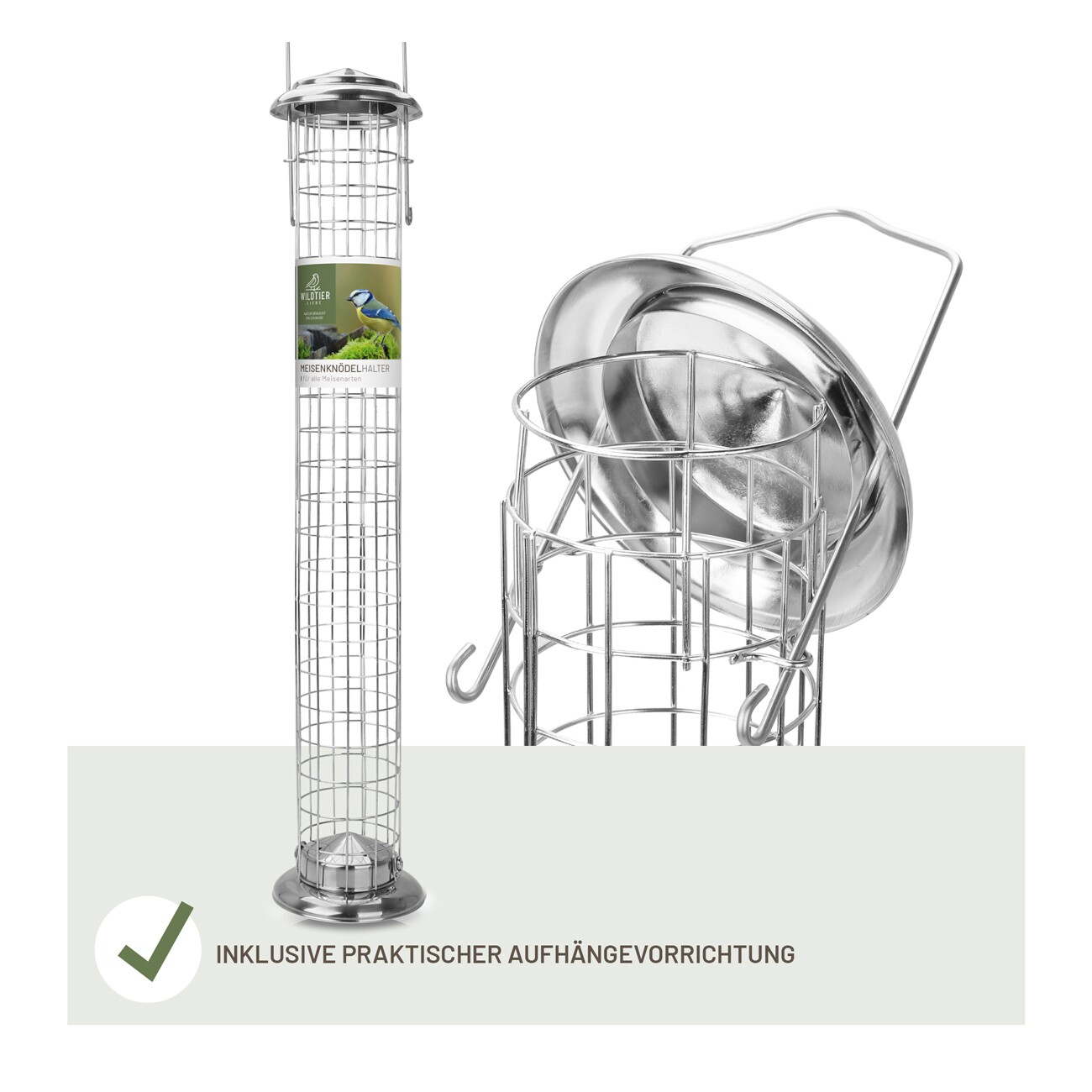 wildtier liebe Meisenknödelhalter 52cm, Silber