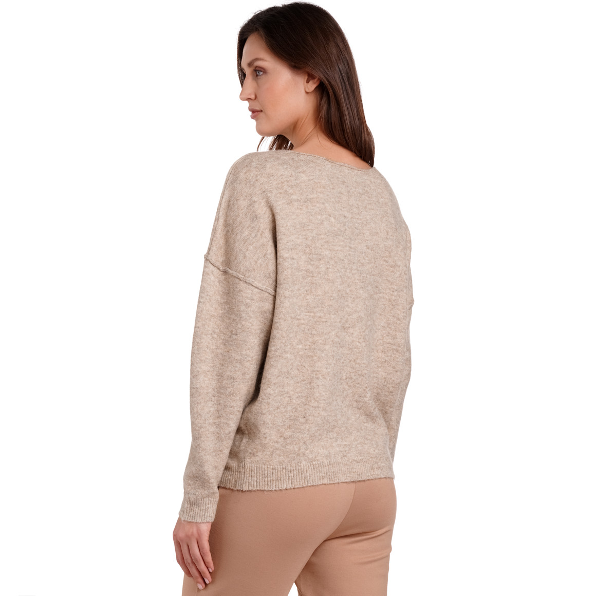 Jonas Nielsen Damen Strickpullover mit U-Boot-Ausschnitt beige