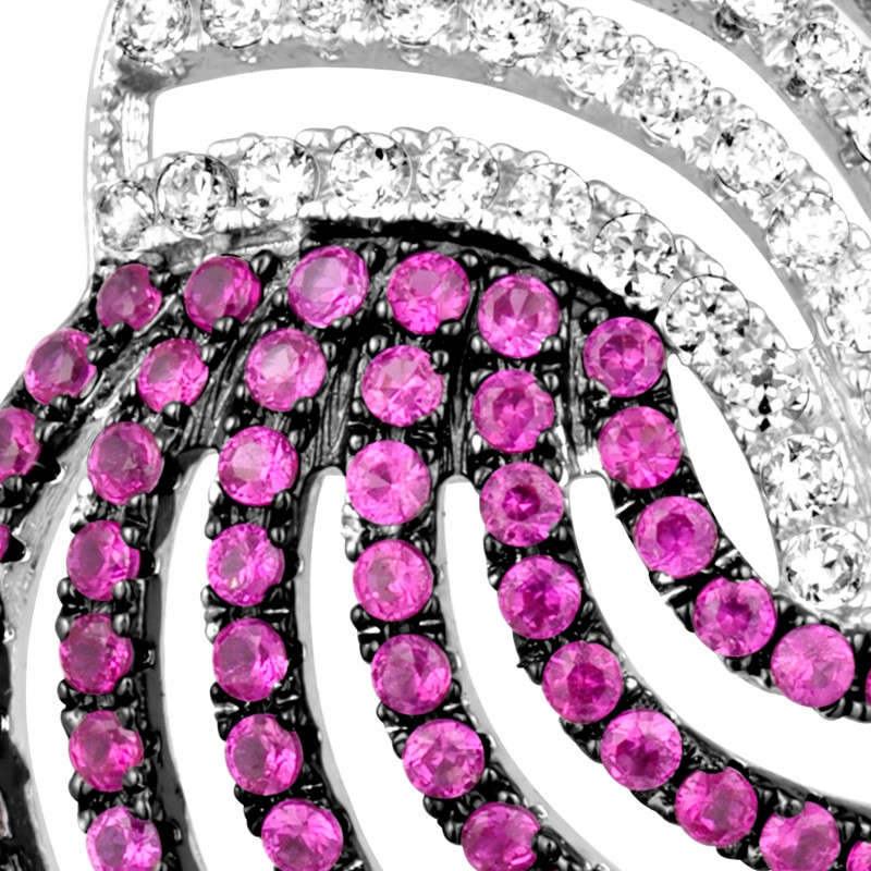 Pendentif Coeur en Argent et Cristal Swarovski Cubic Zirconia Rouge et Blanc