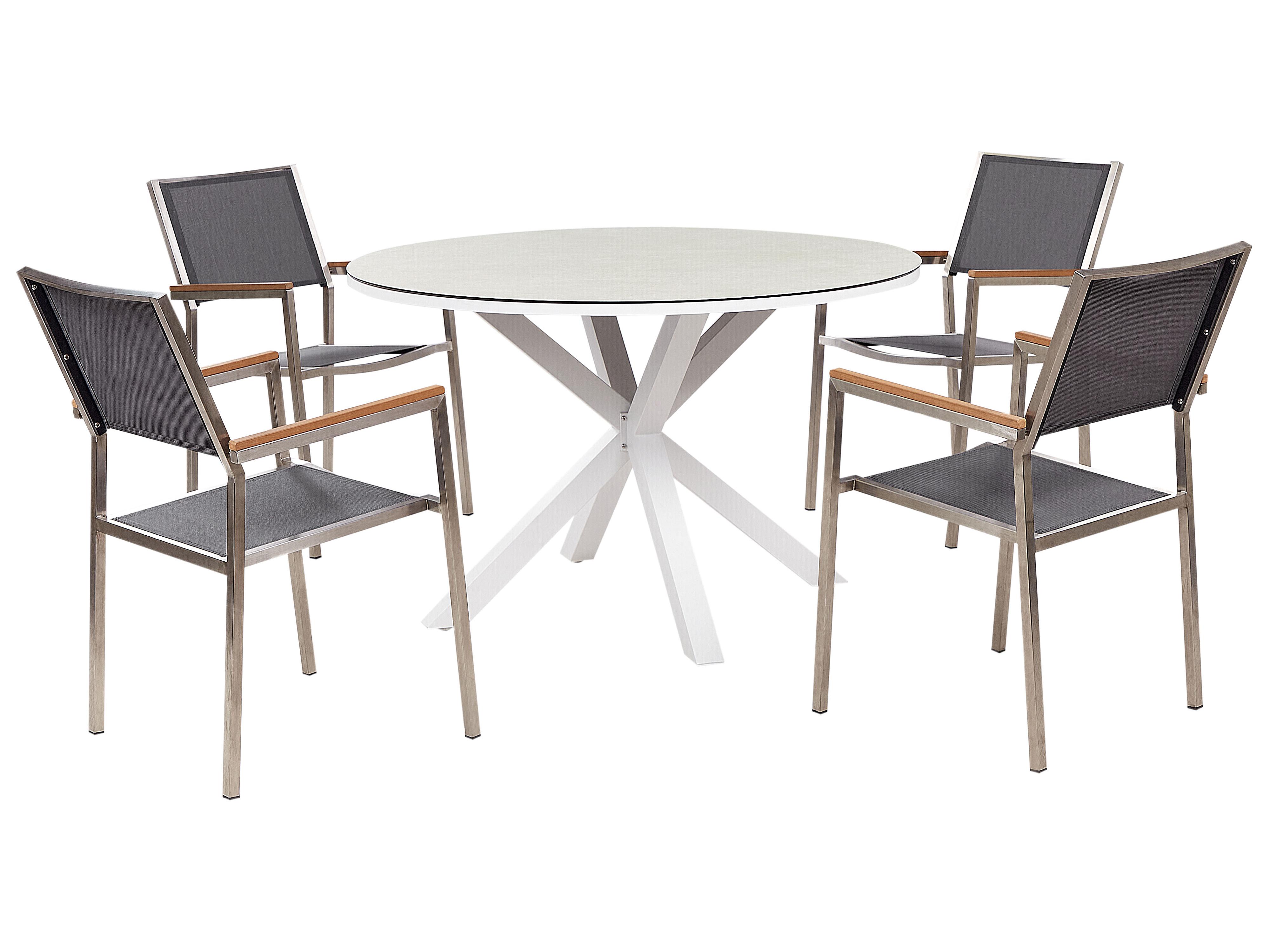 Tuinset 4-zits MALETTO/GROSSETO Metaal Marmereffect Grijs/beige