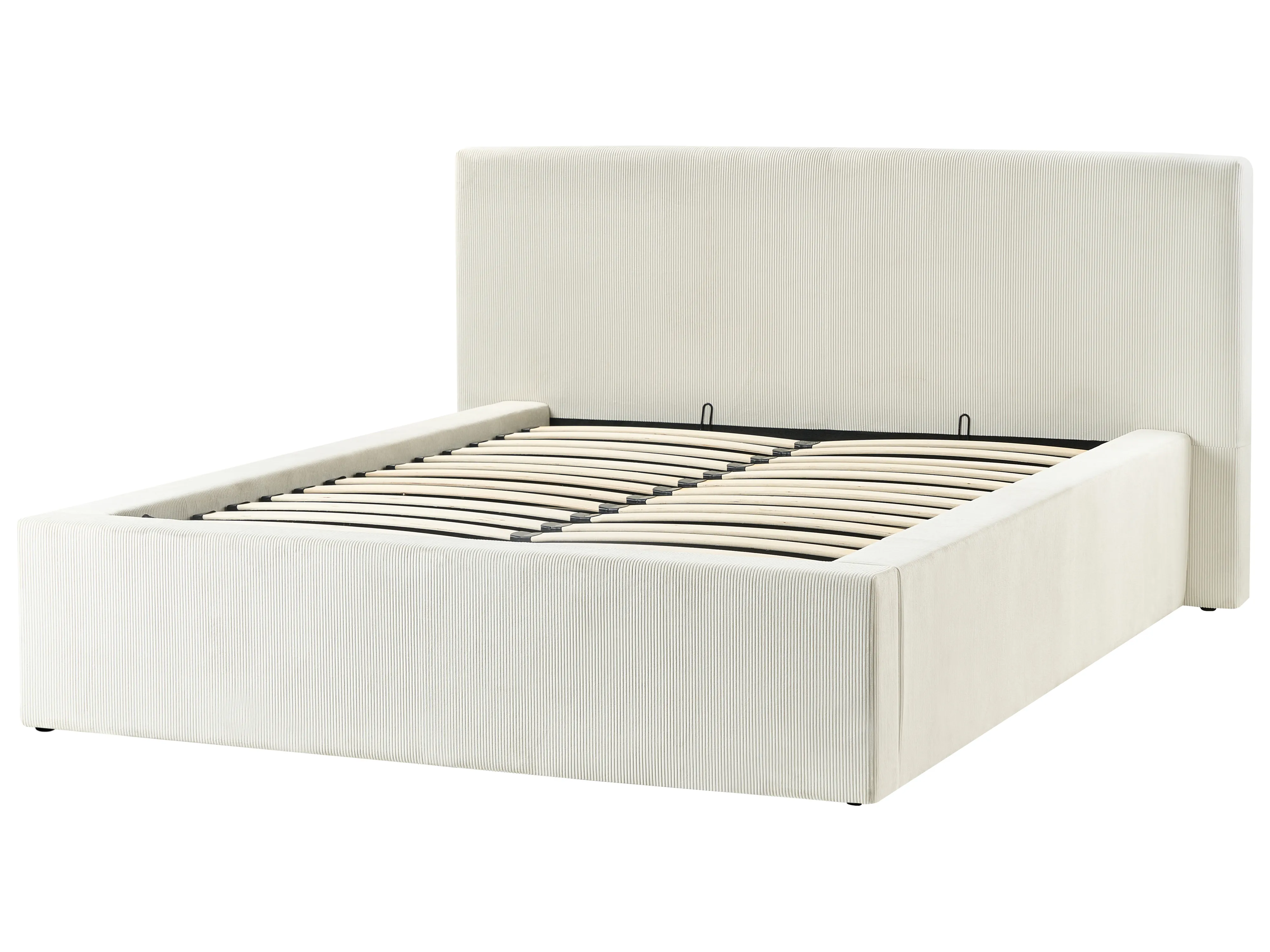 Bed met opbergruimte Corduroy LILLEBONNE 140 x 200 cm Lichtbeige