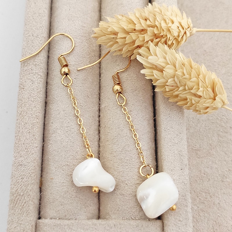 Boucles d'oreilles - Laiton plaqué or & perles