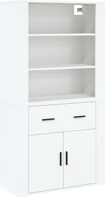 vidaXL - Hoge Kast - Bewerkt Hout - Wit