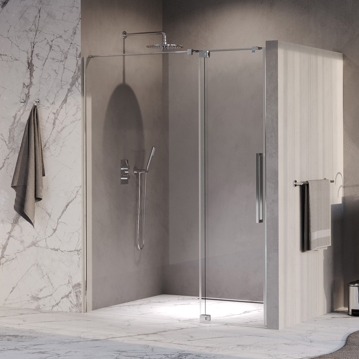 Brauer Stellar nisdeur met vaste wand 148.5-160cm chroom