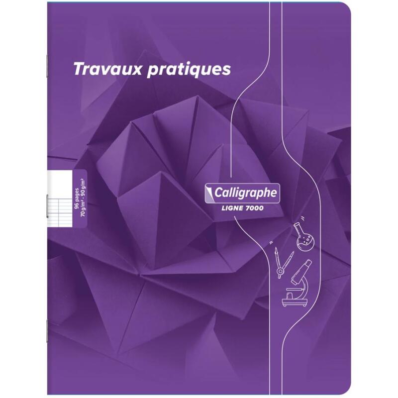 Cahier Travaux Pratiques piqué 7000 17x22 cm 96 pages grands carreaux 70 g + uni 90 g - Assortis