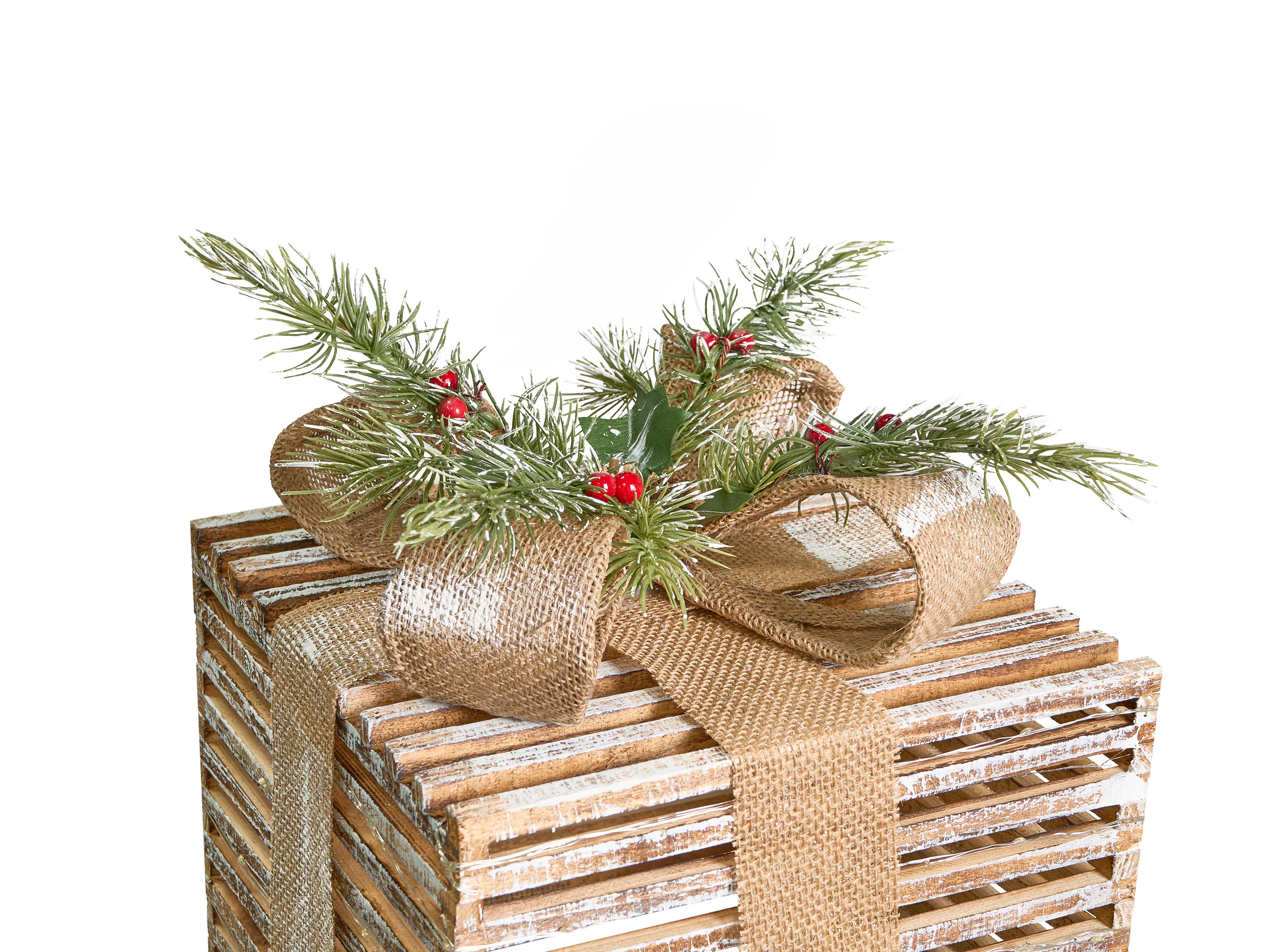 Set van 3 kerstdecoraties LED ROINE Kerstcadeaus 15/20/25 cm Bruin