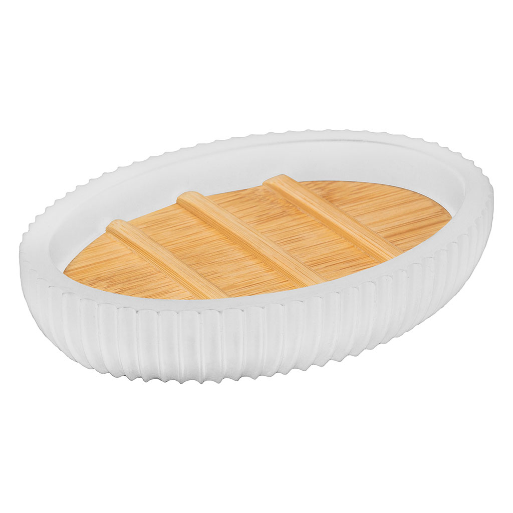 Porte-savon poly résine LINEA blanc 12.5x2.5x9cm
