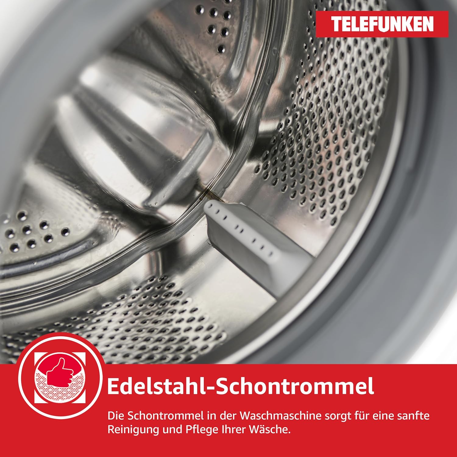 Telefunken Waschmaschine 7kg | Frontlader 1400 U/Min. | Inverter Motor - Leise & Effizient | Schontrommel aus Edelstahl | Startzeitvorwahl | Washing Machine | 15 Programme | EEK A | W714A1W weiß
