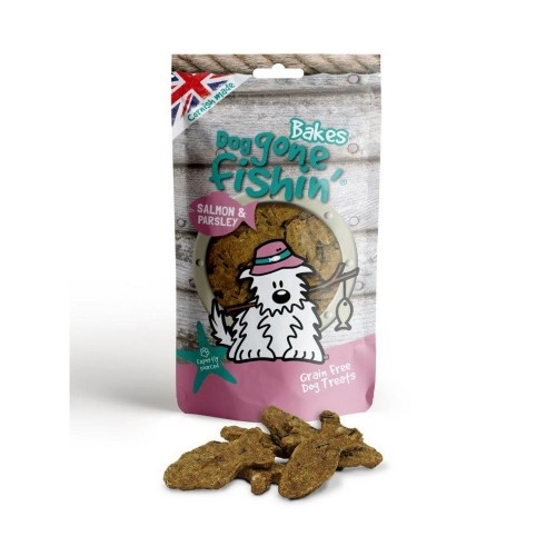 Petiscos para cães com salmão e salsa, sabor natural.