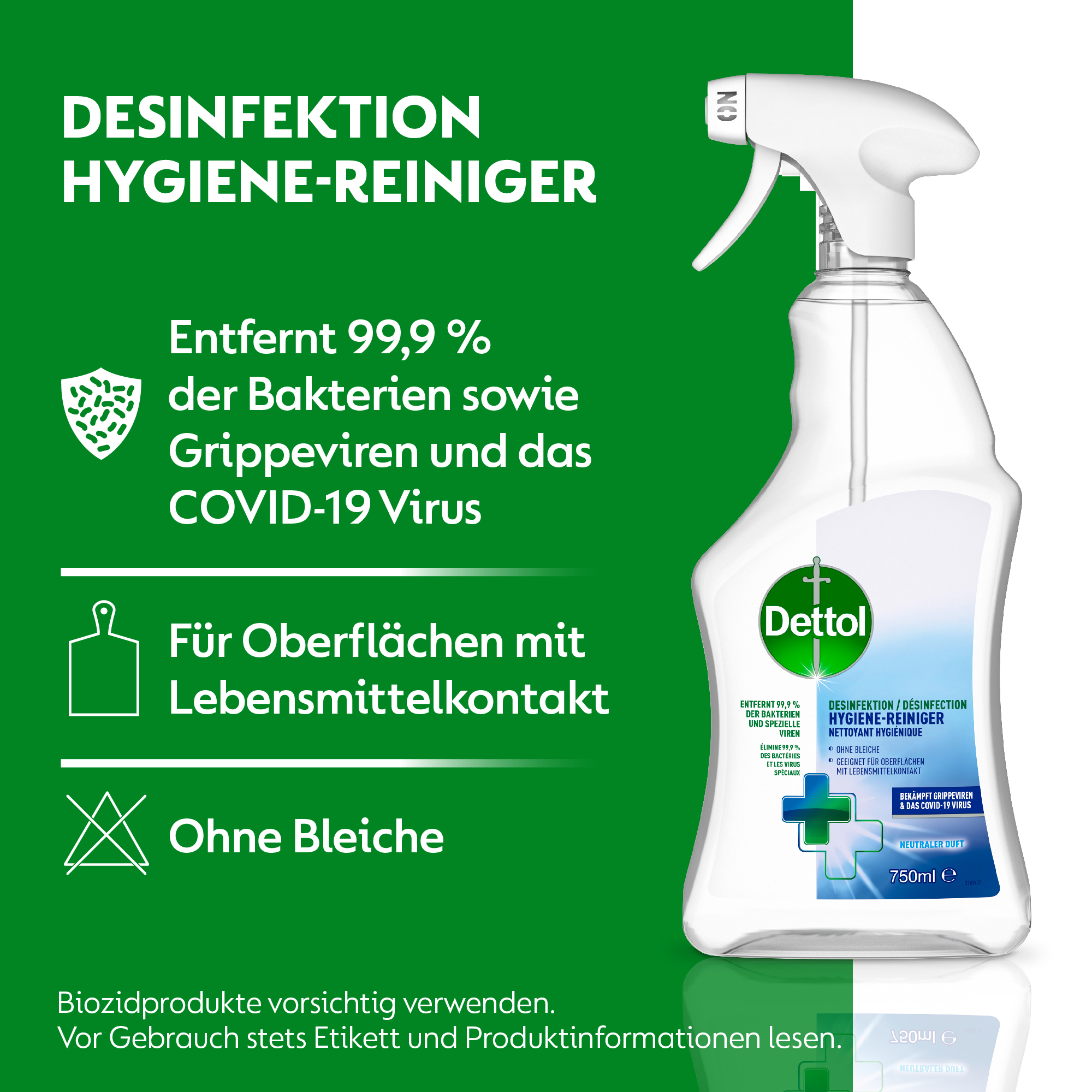 (750ml) Hygiene Reiniger Spray Haushalts Desinfektions Putzmittel (3073990) - Neutral