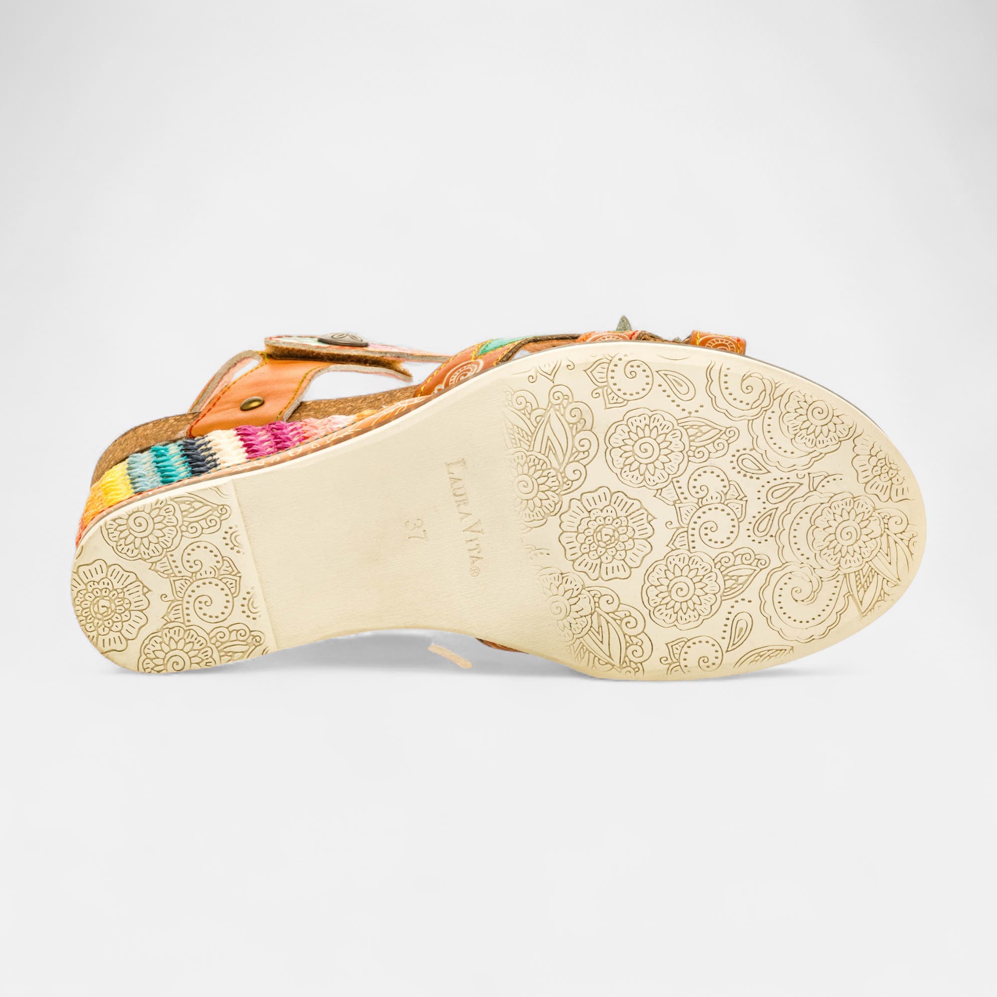 Sandales à talon compensé Femme en cuir vert