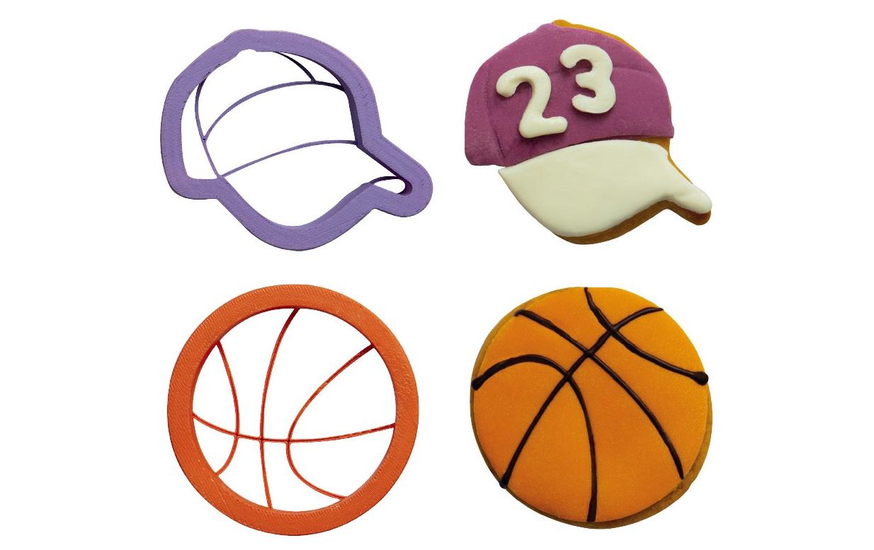Guetzli-Ausstecher-Set 2 Stück, BasketballAusstechformen-Set mit Basketballmotiv