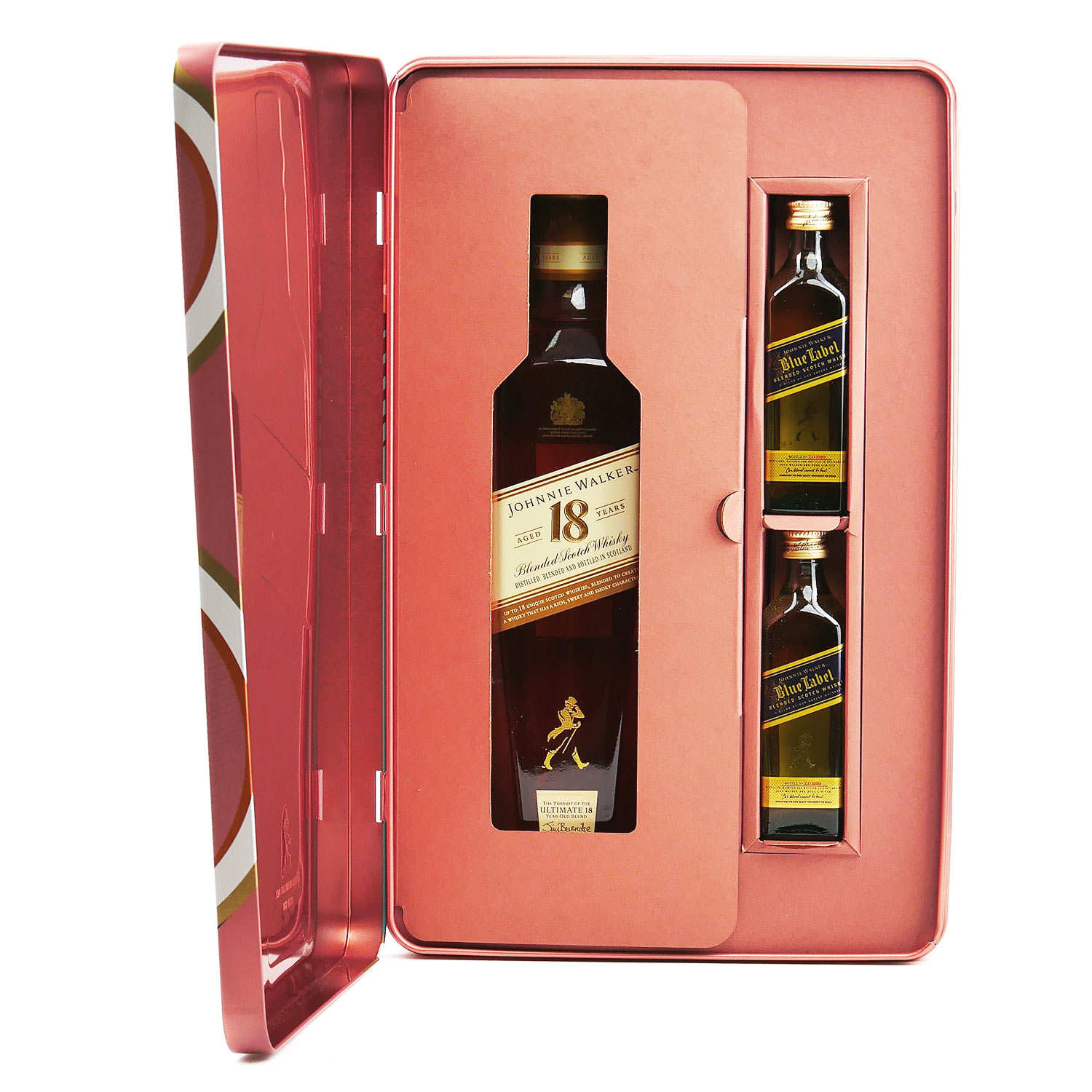 Coffret cadeau Whisky Johnnie Walker 18 ans + 2 mignonnettes de Blue Label