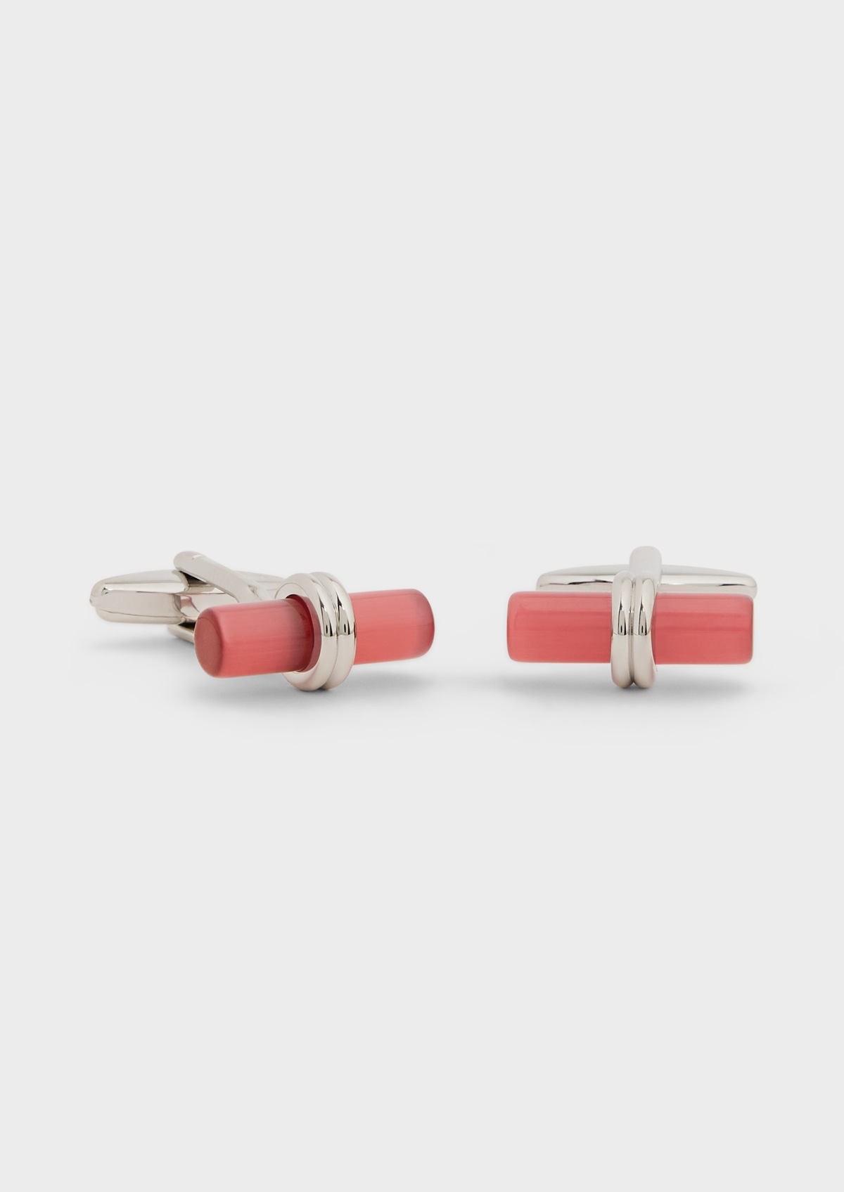 Boutons de manchettes argent avec pierres roses