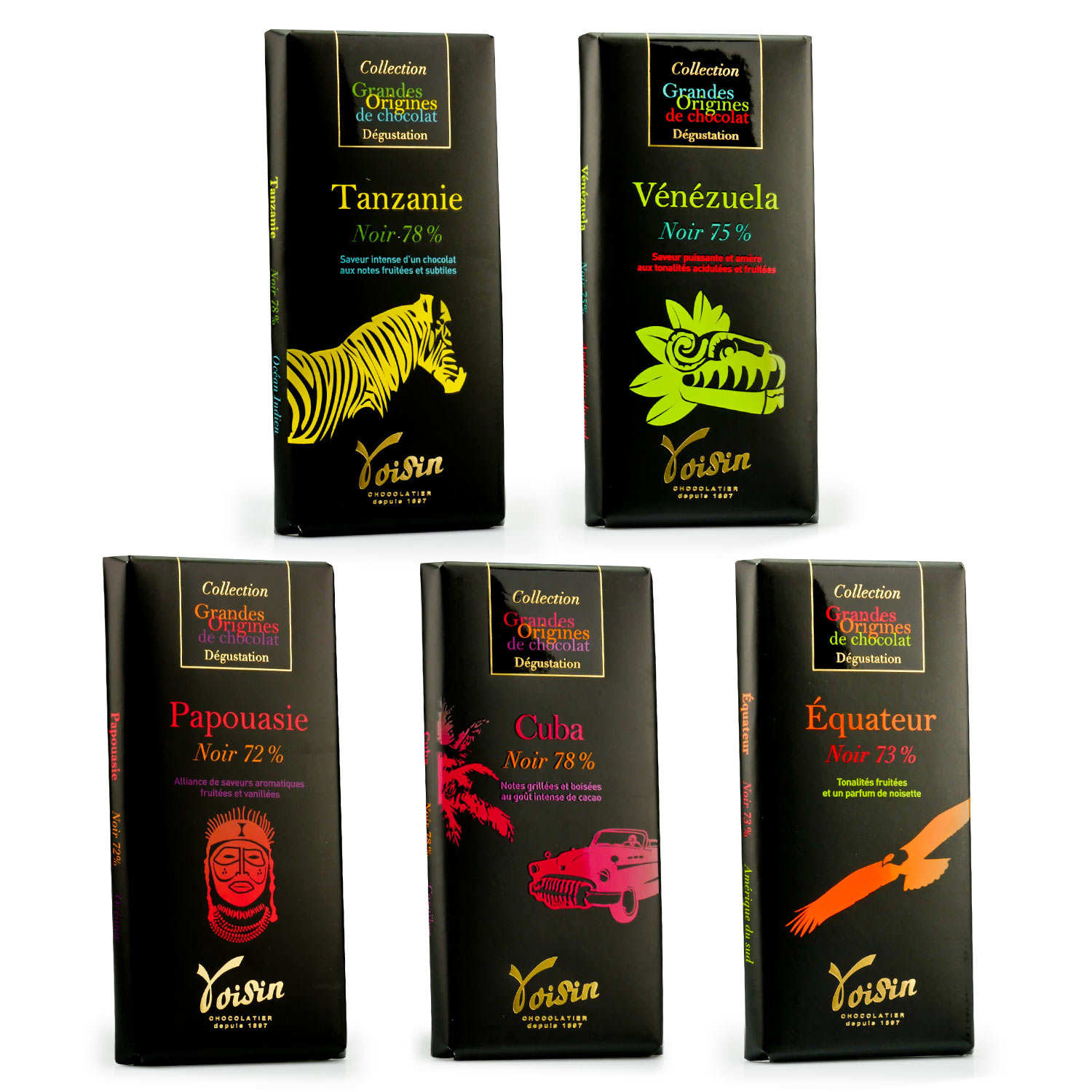Assortiment découverte tablettes de chocolat noir Voisin