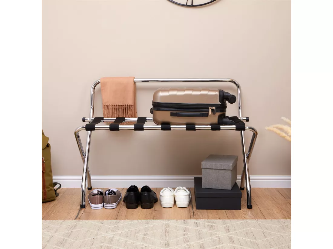 Porte-valise VALISE en métal chromé, support-bagages accessoire de chambre hôtel pour sac de voyage et valise