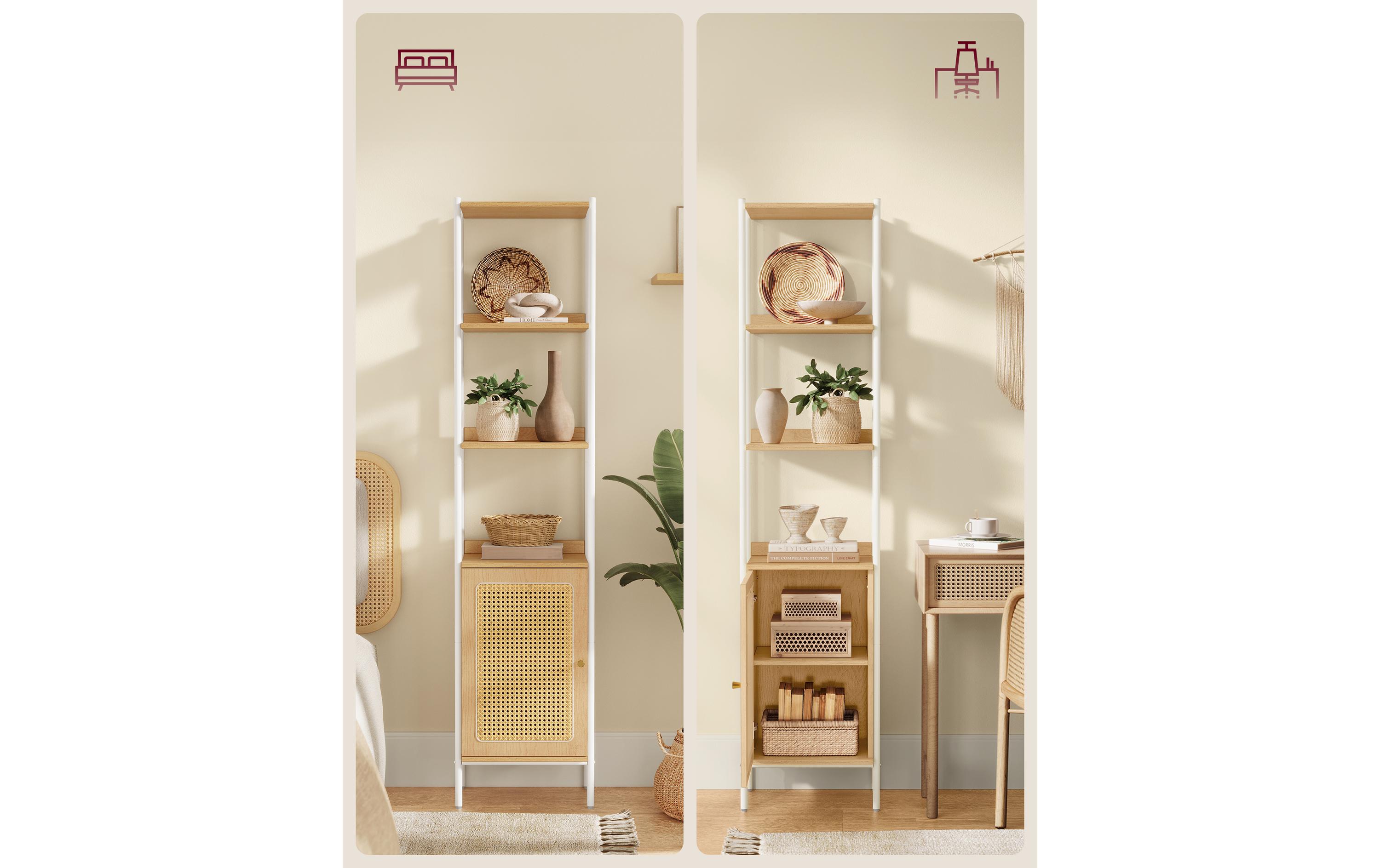 Regal mit 6 Ebenen 40 cm x 174.7 cm, Eiche/PerlweissBücherregal