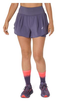 Short 2-en-1 Asics Road 3.5in Violet Femme