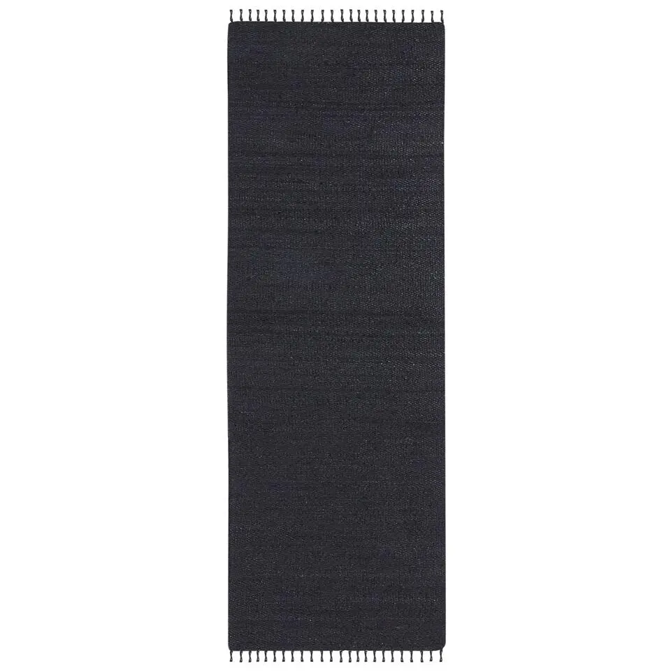 SINANKOY - Loper tapijt - Zwart - 80 x 300 cm - Jute