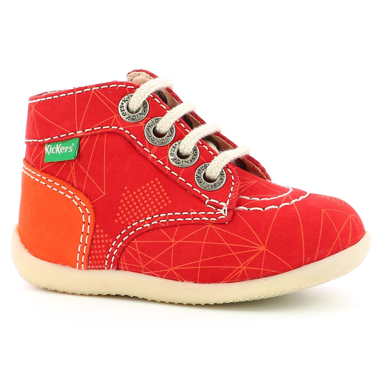 Kickers Bottillons en Cuir Bonzip-2 rouge/orange
