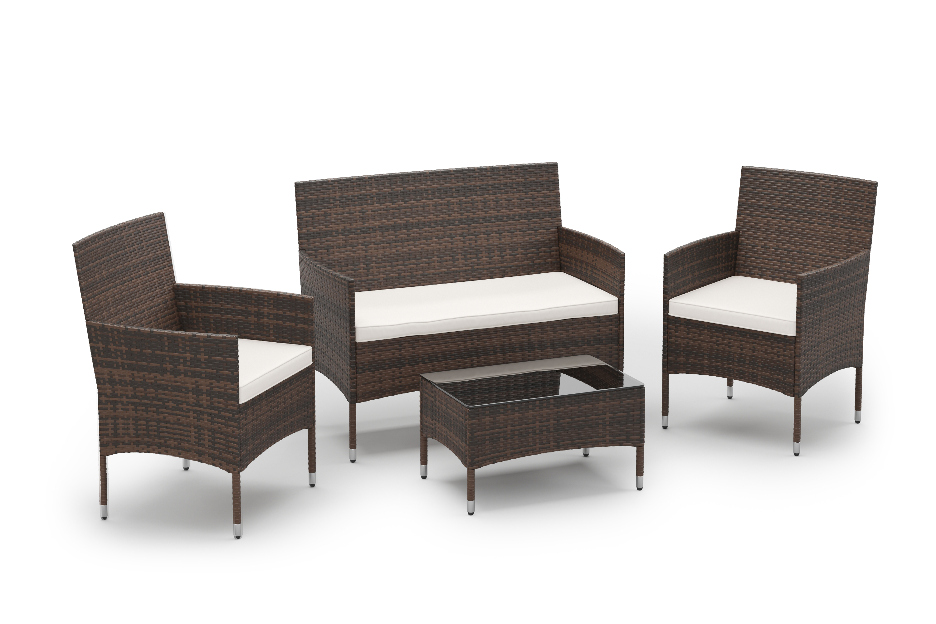 Gartenset Rattan MALIA dunkelbraun/weiss