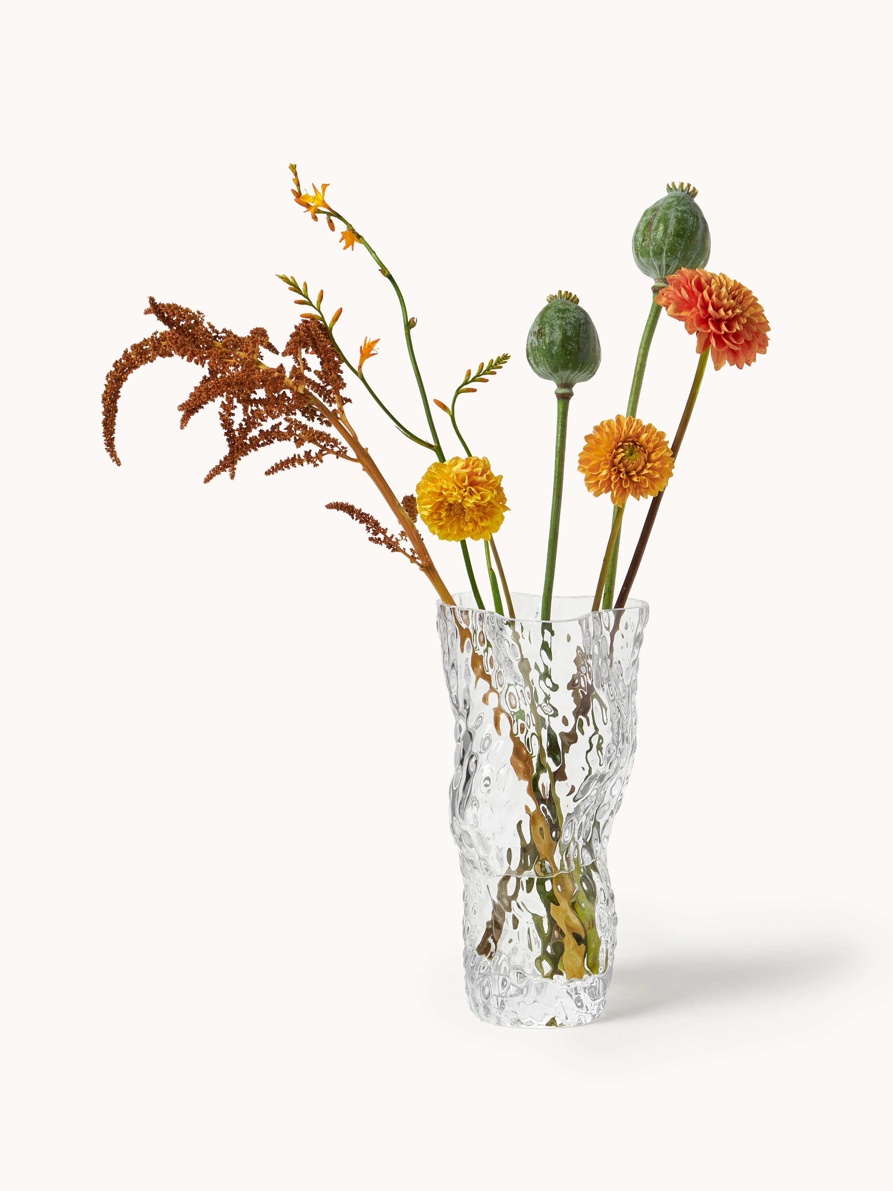 Mondgeblazen glazen vaas Ostrea Rock, H 30 cm